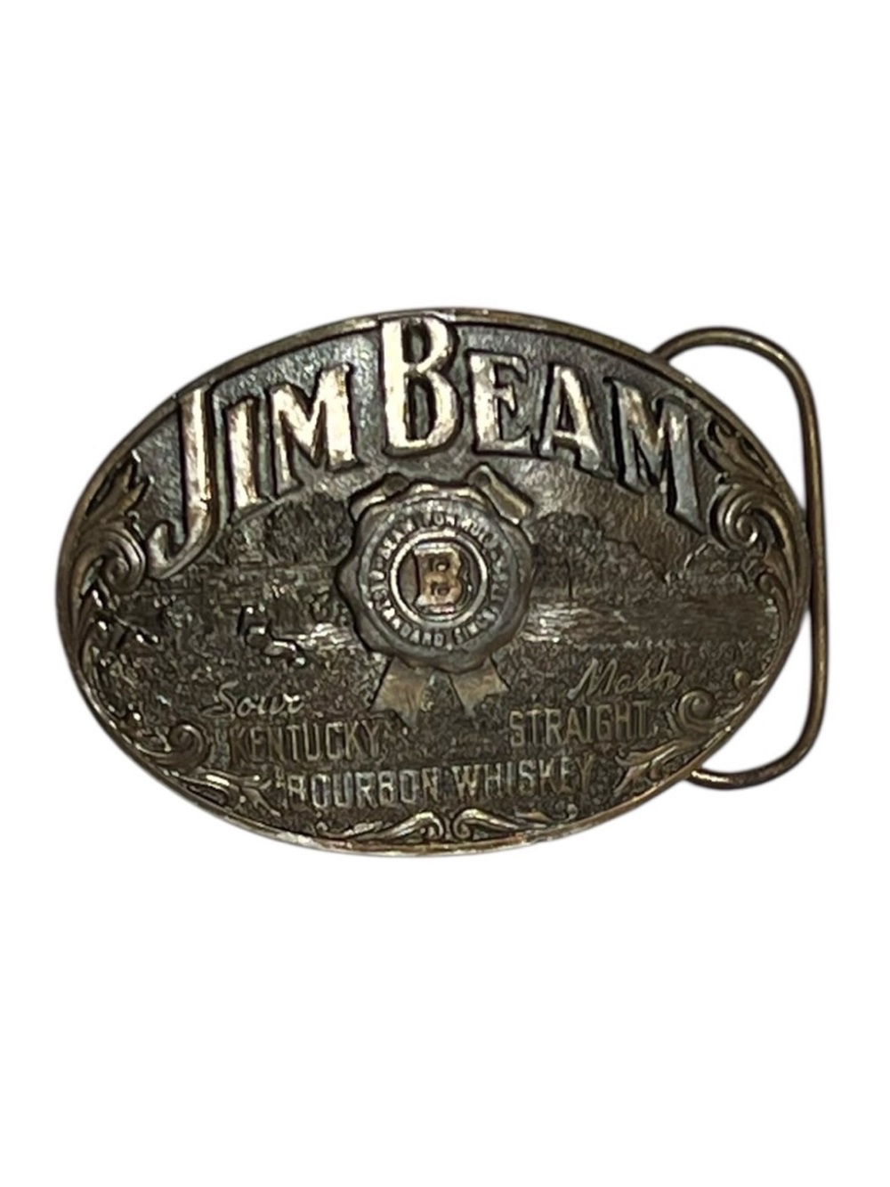 Jim Beam Kentucky Straight Bourbon Whiskey Collectors Edition Belt Buckle 90s